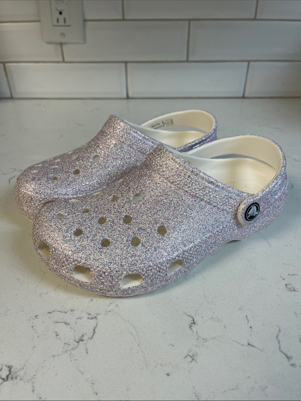 Crocs Kids' Classic Fantasy Glitter Clog Size 3 Junior Style #206993 Worn 1-2